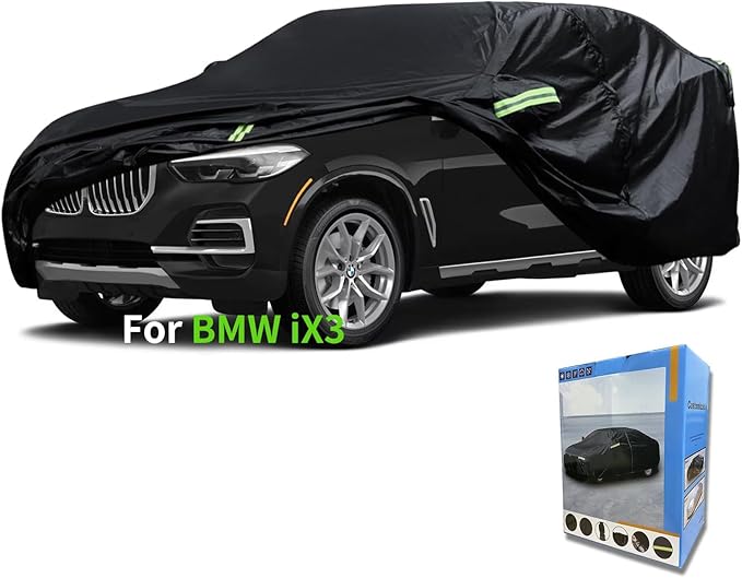 Custom-Fit for Car Cover, 7 Layers Car Cover Waterproof All Weather for Automobiles, Outdoor Full Cover Rain Sun UV Protection with Zipper (Black,for iX3-)