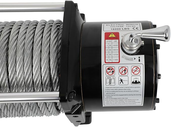 18000LBS Electric Winch, 18000lbs 12V Winch Steel Cable Winch, 18000LBS Winch ATV UTV Truck Winch, with Wireless and Hand Remote Controller, Control Box Assembly,4 Way Roller Fairlead,Hook