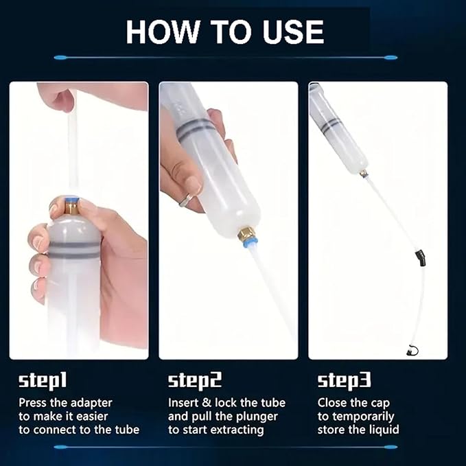 500ML Automotive Fluid Extractor Pump, Oil Change Syringe with Transparent Hose for Power Steering, Transmission, Gear Oil & Brake Fluid Changes