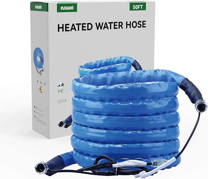 RVGUARD Heated Water Hose 50FT for RV, -20 ℉ Freeze Protection Heated Water Hose with Energy-Saving Thermostat, Lead and BPA Free for RV/Home/Garden