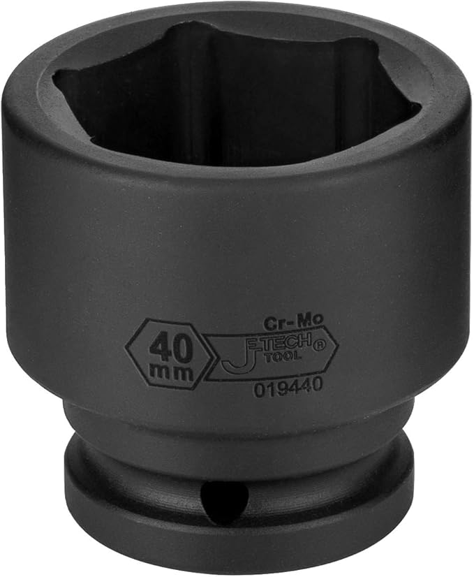 Jetech 3/4 Inch Drive 40mm Standard Impact Socket, Made with Chrome Molybdenum Alloy Steel, Heat Treated, 6-Point Design, Metric