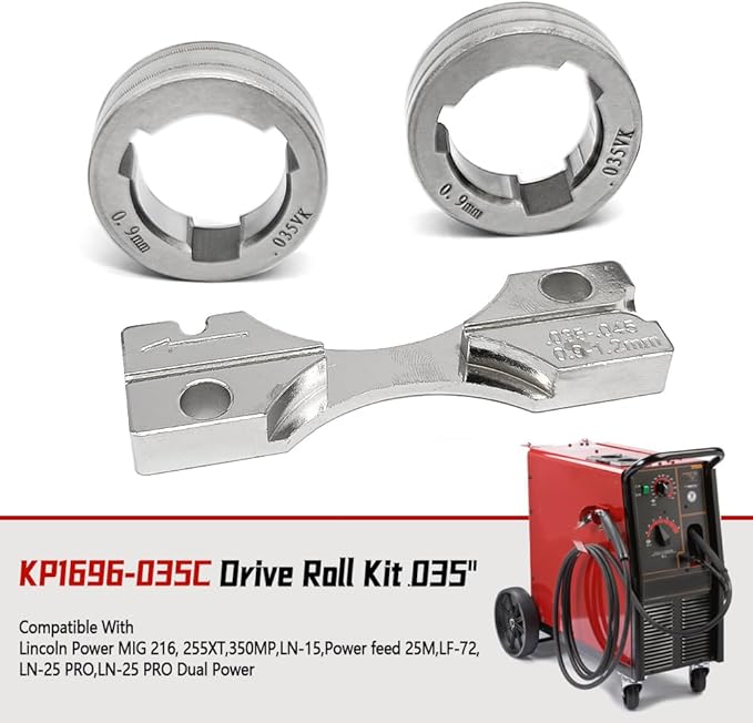 KP1696-035C Drive Roll Kit .035" V-Groove Fit for Lincoln 216 255XT 350MP MIG Welder for 25M LF-72 LN-15 LN-25 PRO Dual Power Wire Feeder for Flux Core