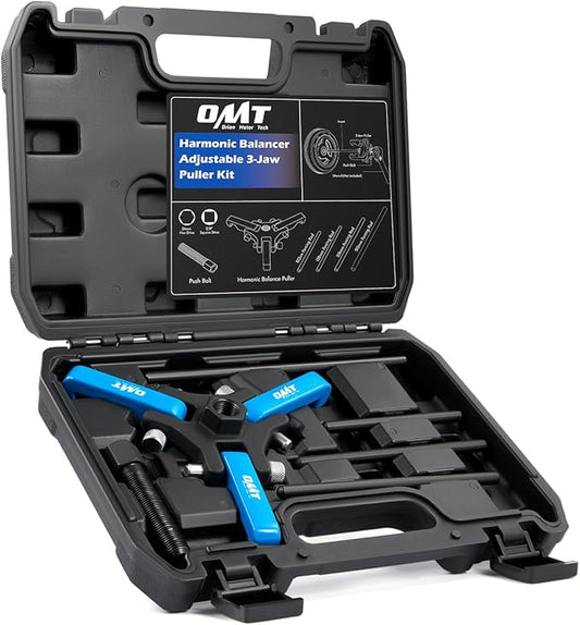Orion Motor Tech Harmonic Balancer Puller Kit, Adjustable 3-Jaw Puller Set for Removing Harmonic Dampers & Balancers, 3-Jaw Pulley Puller Set Compatible with Chevy GM Chrysler Cadillac Ford More, Blue