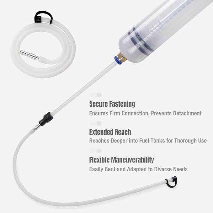 Thorstone 200cc Automotive Fluid Extractor Pump, Manual Oil Change Syringe with 50cm Rubber Hose & 2pcs 22cm PVC Suction Tubes