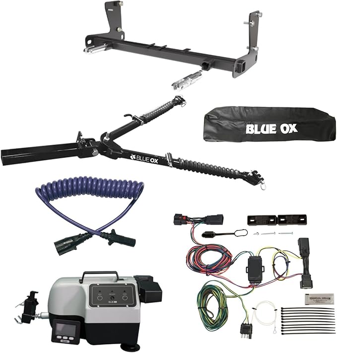 Blue Ox Alpha 2 Tow Bar & Baseplate Combo with Electrical Cable Extension, EZ Light Wiring & Patriot Flat Tow Brake fits 2018 2025 Wrangler JL | Includes TrendsAuto Decal