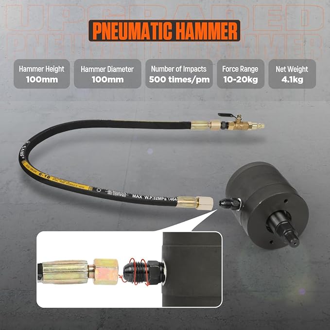 DUOYI Pneumatic Injector Puller 24pcs Diesel Injector Puller Set Labor-Saving Diesel Injector Extractor Tool for Diesel Engines Injector Puller Removal Set with Pneumatic Hammer,22pcs Adaptors