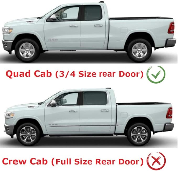2019-2026 Tape-On Rain Guards for Dodge RAM 1500 Quad cab only Side Window Visor Deflectors Durable Tinted Shades 2019 2020 2021 2022 2023 2024 2025