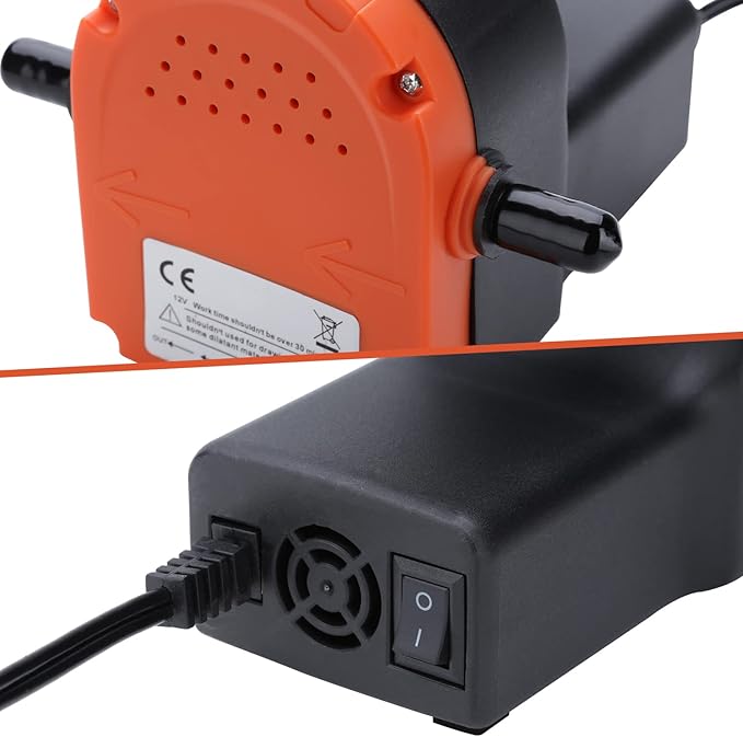 12V 100W Oil Change Pump Extractor Oil Diesel Fluid Pump Extractor Scavenge Suction Transfer Pump with outlet inlet hose, screwdriver, Oil-proof gloves, hose lock, For Boat, Car, RV, Truck