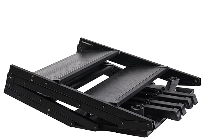 RV Steps Foldable, Aluminum Portable 4 Step Camper Steps with Handrail Adjustable Height with Non Slip Feets for 5th Wheel RV, Travel Trailer, Home, Camper, Spa, Hot Tub Steps, and Porch