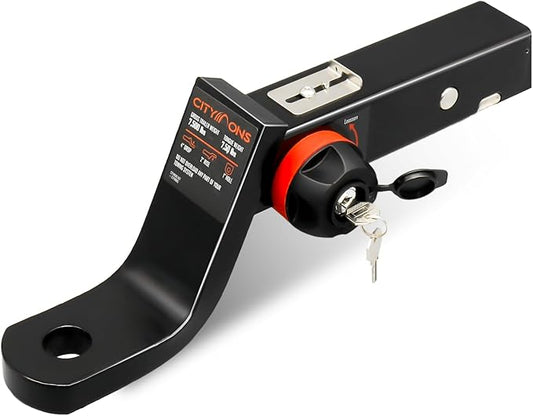 Endo-Hitch Trailer Ball Mount, Reduce Sway Anti-Rattle, 4" Drop Hitch Without Ball Fit 1 inch Hole for 2" Receiver, Tow Hitch with Lock, 7500 LBS GTW