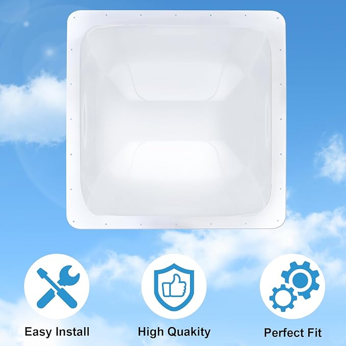 XMK 26" x 26" RV Skylight Replacement Outer Dome Fits 22" x 22" RV Skylight Shower Roof Cover Dome Openings for Camper Trailer Motorhome Fifth Wheel Food Truck (22"x22", Clear)