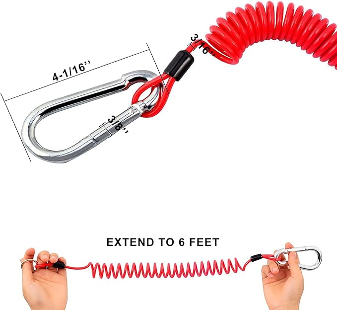 FizLig 6ft Breakaway Trailer Cable 4 Pack - Coiled Spring Wire, Emergency Brake Safety Cable for RV Camper 5th Wheel Trailer Towing Accessories