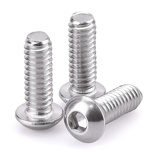 1/4-20 x 3/4" Button Head Socket Cap Bolts Screws, 304 Stainless Steel 18-8, Allen Hex Drive, Bright Finish, Fully Machine Thread, Pack of 25
