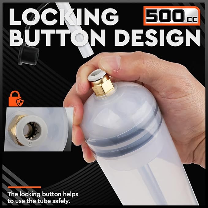 HORUSDY 500CC Fluid Extractor Automotive, Oil Extractor/Oil Syringe, Fluid Syringe Pump Manual Suction Vacuum Fuel Car Transfer