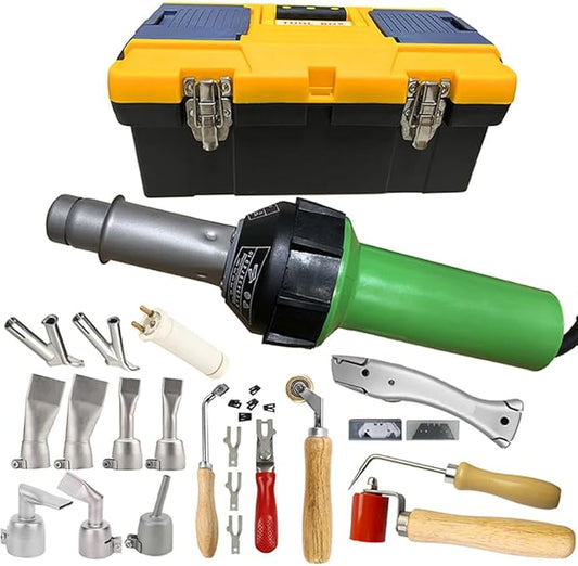1600W Hot Air Plastic Welder Welding Gun Plastic Repair Welder Kit, 4 Flat Welding Nozzles, Various Welding Flooring Accessories Floor Tool Set