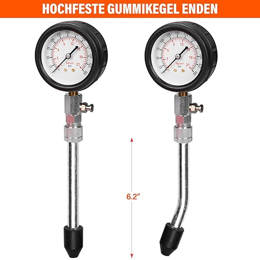 10 Pieces Engine Compression Tester kit with Spark Plug Tester and Metric Imperial Feeler Gauge for Automotives Car Motorcycle Truck with M10 M12 M14 M18 Adapters ﻿