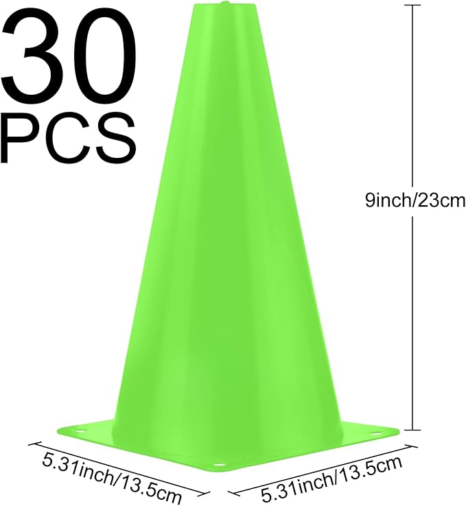 30 Pieces 9 Inch Traffic Cones Plastic Sport Agility Training Safety Cones Soccer Practice Equipment for Basketball Football Drills Exercise, Outdoor Activity and Events