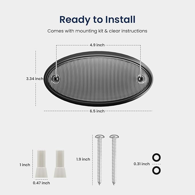 Safoner LED RV Porch Light Exterior Oval- 1400LM Bright White & Amber Switchable Lighting, IP67 Waterproof Aluminum Exterior Fixture- 12V Outdoor Light for Travel Trailer, Camper, Motorhome (Black)