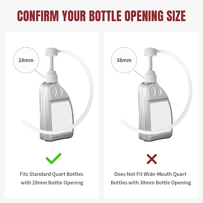 Thorstone Lower Unit Gear Oil Pump for Quart Bottles, Includes 3rd Hand Adapter, 3/8 Inch Swivel Adapter, 8mm 10mm Adapters, Long Fill Hoses, Transmission and Differential Fluid