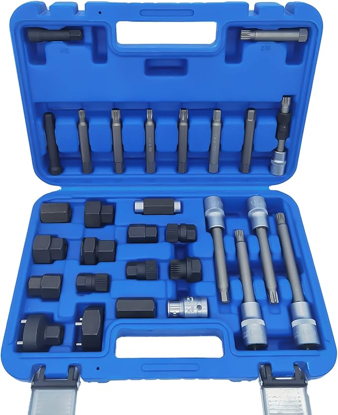 30PCS Alternator Pulley Removal and Installation Tool Kit, Clutch Freewheel Removal Socket Bit Set, Compatible with Audi BMW Ford GM Mercedes Porsche Volvo Skoda VW and More Vehicle