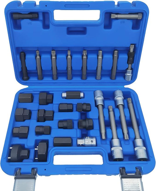 30PCS Alternator Pulley Removal and Installation Tool Kit, Clutch Freewheel Removal Socket Bit Set, Compatible with Audi BMW Ford GM Mercedes Porsche Volvo Skoda VW and More Vehicle
