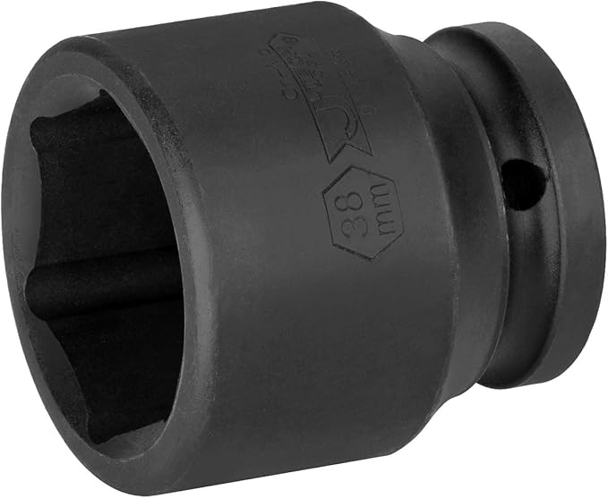 Jetech 3/4 Inch Drive 38mm Standard Impact Socket, Made with Chrome Molybdenum Alloy Steel, Heat Treated, 6-Point Design, Metric