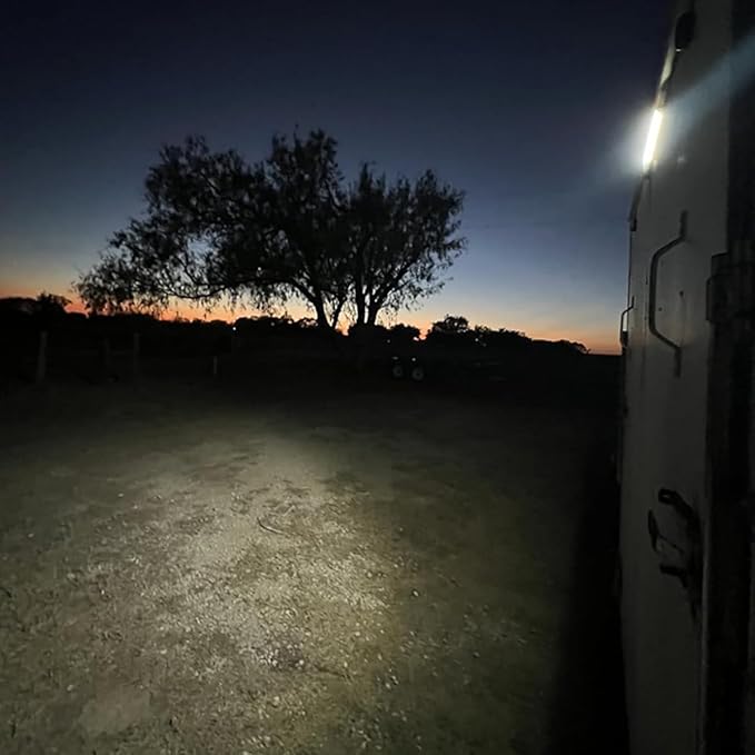 Raycharm 20" RV & Marine Boat LED Awning Porch Utility Light Fixture, 40° Down Angle Beam, 6000K Cool-White, 12V/24V DC, High Light-Output Low Ampere Draw, Waterproof White Finish, 2-Pack