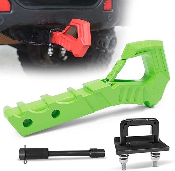 Tow Hitch Receiver With Tightener, 2 Inch Truck Hitch, Drop Forged Steel Trailer Hook 88000 Lbs Break Strength, Scorpion Tail Tow Hook for Trucks, Green