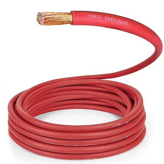 TEMCo 2/0 Gauge AWG 200 Ft Red Flexible Pure Copper Made in USA Welding Cable Battery Wire - Heavy Duty Solar, Inverter, Car, RV, Truck