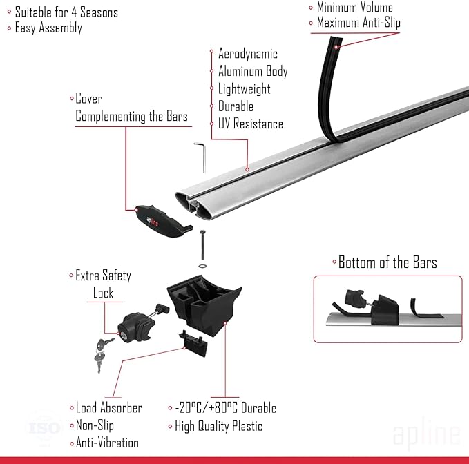 Compatible with Volkswagen Tiguan 2025 Hook Model Car Roof Rack Cross Bar Grey Aluminium 2 Bars