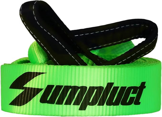 Recovery Tow Strap 2in X 20ft Heavy Duty 24,000 lbs Break Strength, Use for Emergency Towing Rope, Tree Saver, Winch Extension, Triple Reinforced Loops, Protective Sleeves,Car Accessories Green
