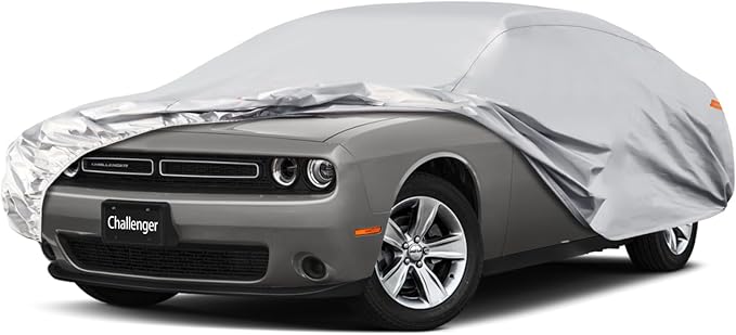 Waterproof Car Cover for Dodge Challenger (1969-2024), 5 Layers Compatible with Dodge Challenger All Weather, Snowproof Windproof Rain Ice Sun UV Protection