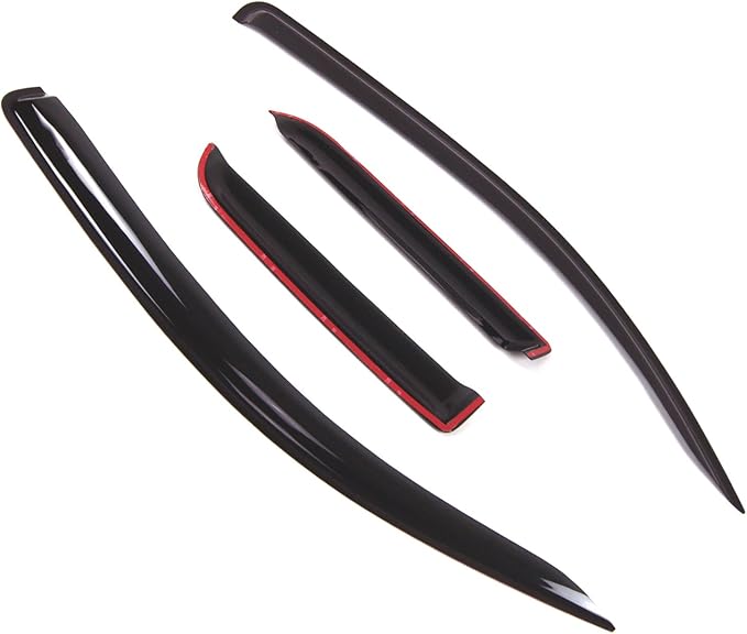 Tuningpros WD2-462 Dark Smoke 4 Pcs Set Window Visor (Outside Mount) Deflector Rain Guard Compatible with 2007-2016 Toyota Tundra Double Cab/Extended Cab