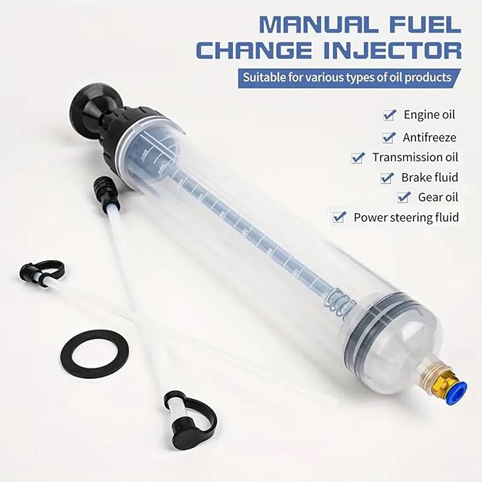 500ML Automotive Fluid Extractor Pump, Oil Change Syringe with Transparent Hose for Power Steering, Transmission, Gear Oil & Brake Fluid Changes