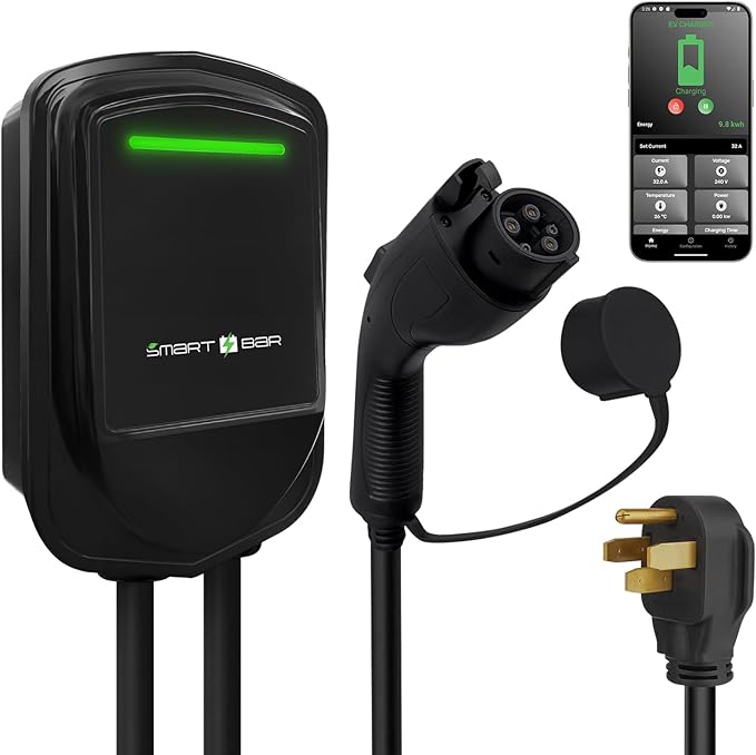 SBB Home Smart Level 2 EV Charger up to 40Amp, 240V Indoor/Outdoor Fast Car Charging Station with App, 25 ft Wi-Fi Enabled EVSE, NEMA 14-50 Plug Electric Car Charger Compatible with All EV Models