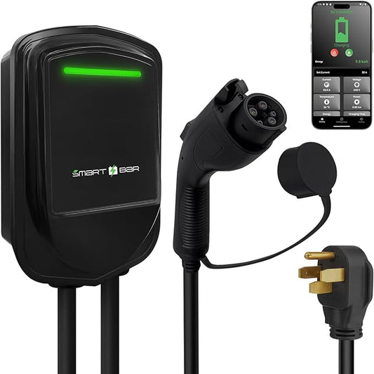 SBB Home Smart Level 2 EV Charger up to 40Amp, 240V Indoor/Outdoor Fast Car Charging Station with App, 25 ft Wi-Fi Enabled EVSE, NEMA 14-50 Plug Electric Car Charger Compatible with All EV Models