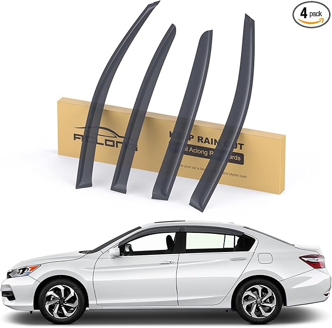 ACLONG Smoke Rain Guards Fit for Honda Accord 2013-2017 Tape-On Side Shatterproof Window Visor, Window Deflectors, 4-Piece Set