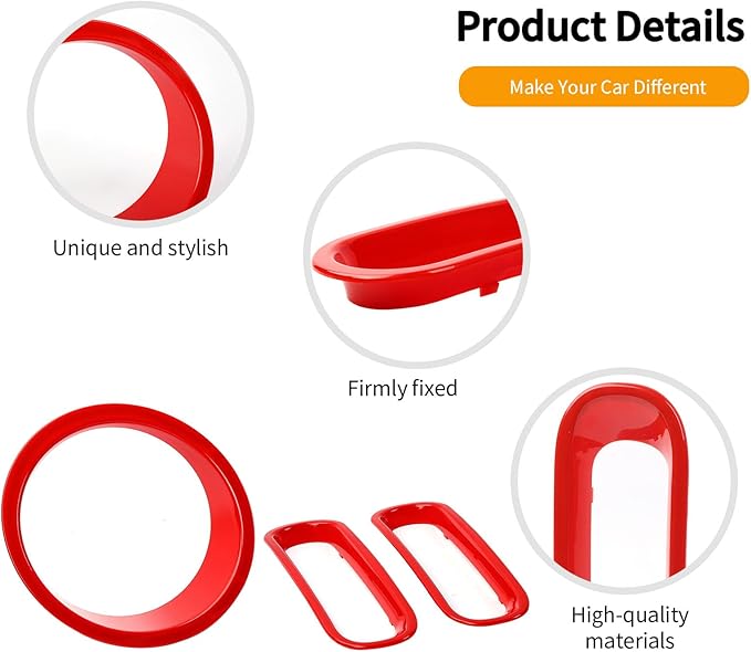 Hoolcar Front Grille Insert Cover & Headlight Bezel Cover Trim Fit for Jeep Wrangler JK JKU 2007-2017, Exterior Accessories, Red