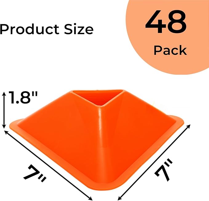 48 Pack Triangle Soccer Cones, Flexible Agility Cones with Carry Bag and Strap, Sports Drill Cones for Training, Plastic Traffic Marker Cones for Football Basketball Coaching, 8 Colors