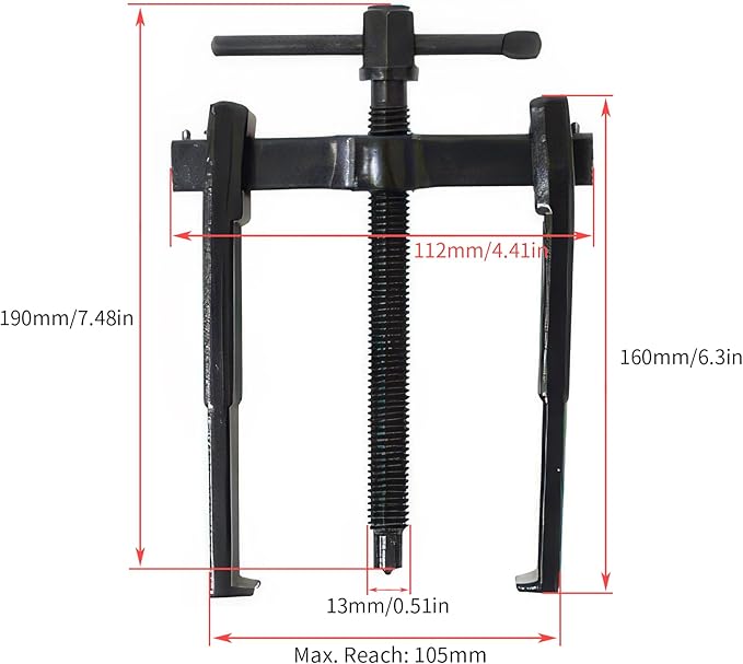 Beam 2 Jaw Puller 4" Universal Bearing Gear Pullers with 154mm T-Shaped Screw,High Carbon Steel Pullers,Adjuestable Pulley Removal Tool for Bearings/Flywheels/Pulleys Remove
