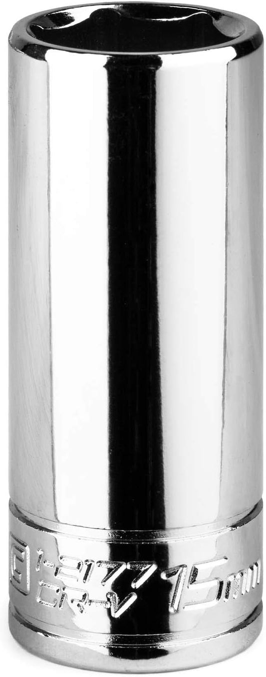 Capri Tools 15 mm Deep Socket, 1/4-Inch Drive, 6-Point, Metric