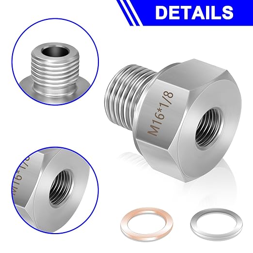 FANOVO 2pcs LS Oil Pressure Adapter, 304 Stainless Steel M16 1.5 to 1/8 NPT LS Swap Oil Pressure Fitting, LS Swap Oil Pressure Adapter, for GM LS Series Engines LS1 LSX LS3 5.3L 6.0L 6.2L