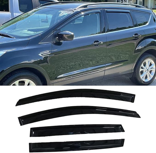 94383 Side Window Wind Vent Deflector Dark Smoke Window Visor fit for 2013-2019 Ford Escape,4pcs Outside Mount Style Tap-On Nice Sun Rain Guards Set