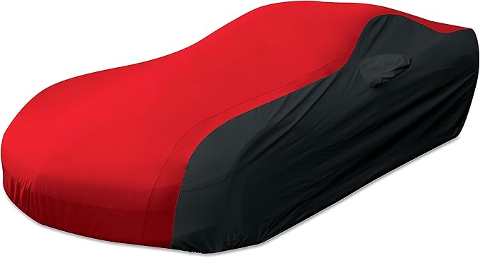 C6 Corvette Car Cover - Custom Fit Outdoor/Indoor Protection Ultraguard Plus 300 Denier Water Resistant for 2005-2013 C6, Z06, ZR1, Grand Sport Corvettes (Red/Black)