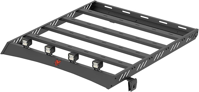 Roof Rack Cargo Basket Compatible with 4PCS LED Light Bar Compatible for 1997-2006 Jeep Wrangler TJ 2 Doors Hardtop, Luggage Racks Rooftop Storage Carrier (Black)