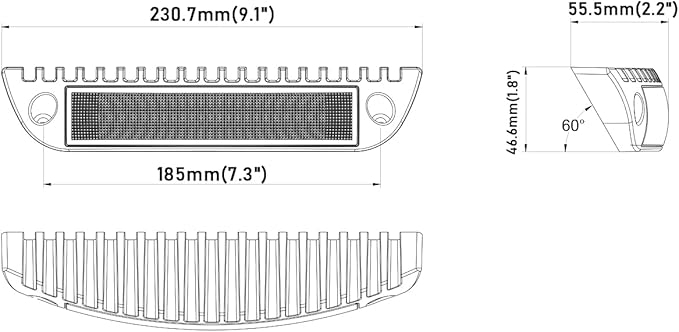 Raycharm 9.1" RV Low-Profile LED Awning Light Fixture, 40° Down Angle Focused Flood Beam, 6000K Cool-White, High Light-Output Low Ampere, Aluminum Housing Black Finish, 12V/24V, 1-Pack