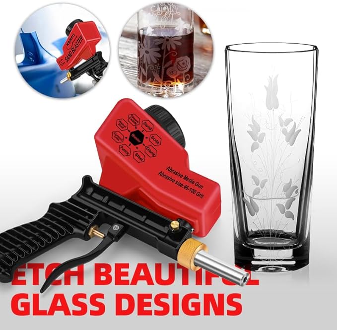 NANPU Air Sand Blaster Gun with Gravity Feed - Metal Nozzle, Plastic Body | for Paint, Rust Removal, and Glass Etching | Versatile for Aluminum, Sand, Walnut Shells, and Soda Blasting Applications