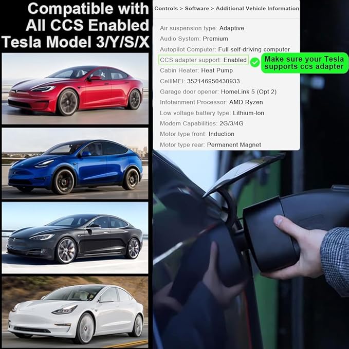 250 kW CCS1 to Tesla Adapter CCS to NACS, CCS Combo 1 Adapter for Tesla Models 2021 and Newer, for DC Level 3 Fast Charging Station