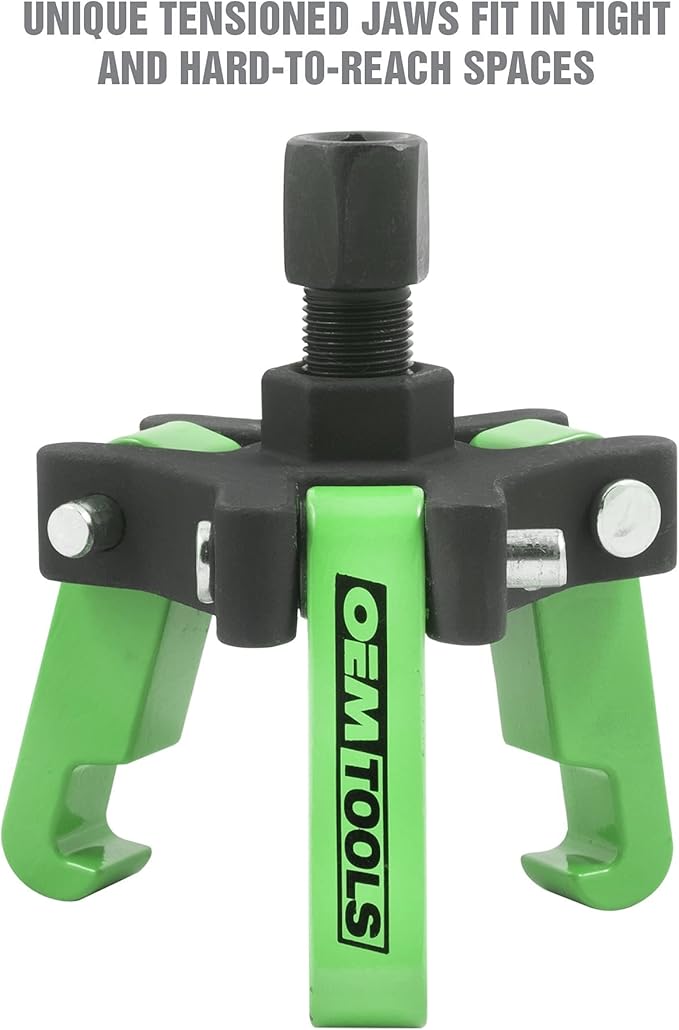 OEMTOOLS 25090 Harmonic Balancer Puller Kit, Adjustable 3-Jaw Puller Fits Most Late Model Vehicles, Forcing Screw Fits a 3/8” Square Drive, Includes 4 Forcing Rods