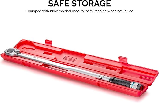 Neiko PRO 03711B 3/4” Torque Wrench, 3/4” Drive SAE, 50-300 Ft-Lb, 34” Length, Adjustable Click Torque Wrench, Chrome Vanadium Cr-V Steel